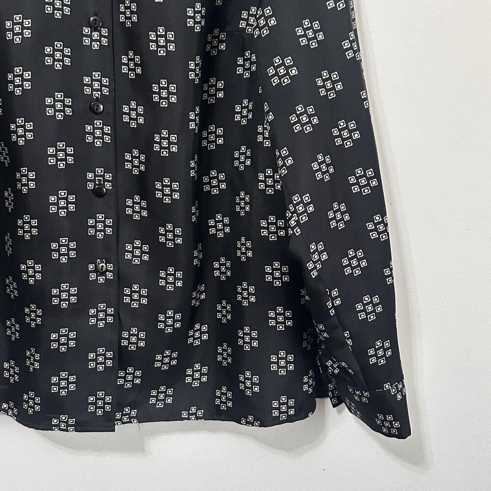 Pendleton Silk Blouse 14 Button Front Black Geo F… - image 2